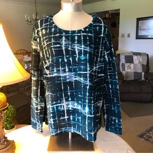 Simply Vera, Vera Wang women’s long-sleeved teal and white textured shirt XL